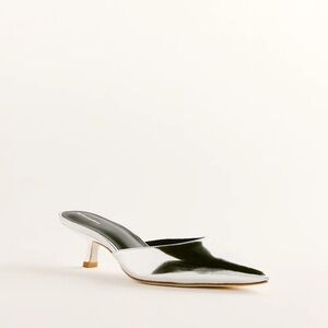 Reformation Wilda Kitten Mule Silver - Size 6.5